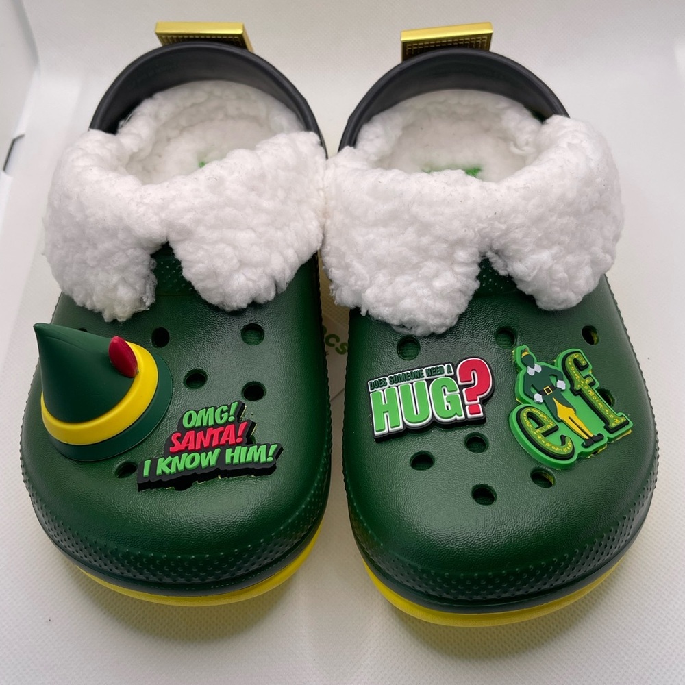 NWT Elf Kids Green Crocs with Fleece Lining Children’s size 12